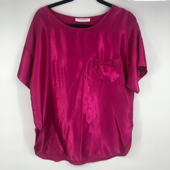 Vintage Sleep Shirt Dress Nightie Magenta Large - Picture 1 of 6